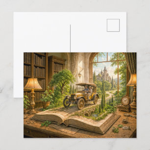 Vintage autoritten vanaf de storybook-pagina feestdagenkaart