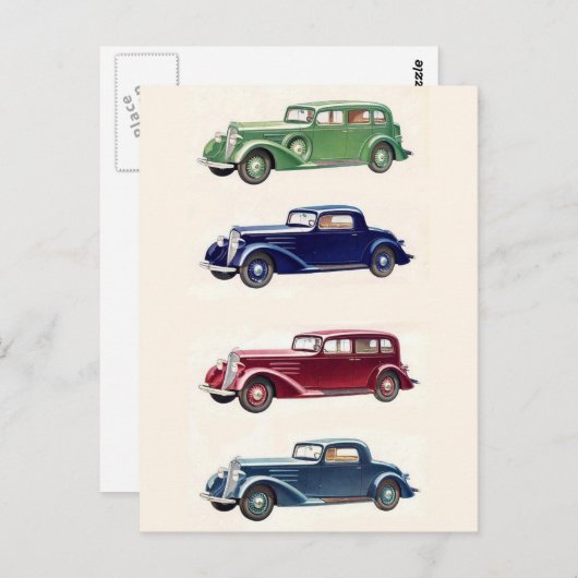 Vintage-auto's Briefkaart (Voorkant / Achterkant)