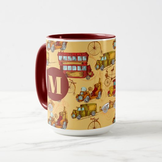 Vintage auto's, bussen & fietsen mok (Voorkant links)