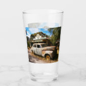 Vintage-auto's en -garage, bier glas (Voorkant)