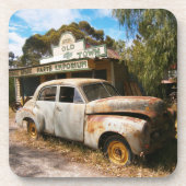 Vintage auto's en garage, geharde Onderzetters (Voorkant)