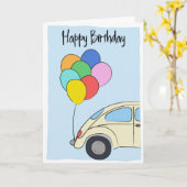 Vintage Auto's en kleurrijke ballonnen Kaart (Gele Bloem)