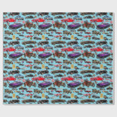 Vintage-auto's en -signalen cadeaupapier (Vlak)