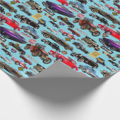 Vintage-auto's en -signalen cadeaupapier (Hoek)