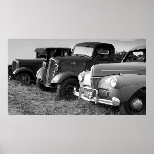Vintage-auto's en vrachtwagens poster (Voorkant)