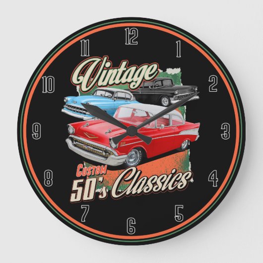 Vintage-auto's grote klok (Voorkant)