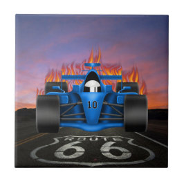 Vintage auto's - Hot Rod - Route 66 - SRF Tegeltje