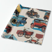 Vintage auto's inpakpapier (Uitgerold)
