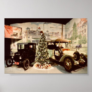 Vintage auto's Kerstmis Poster