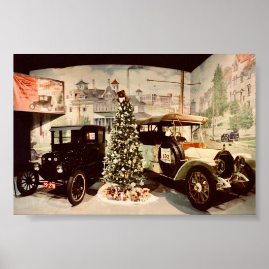 Vintage auto's Kerstmis Poster (Voorkant)