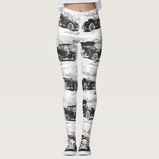 Vintage auto's kunst leggings (Voorkant)