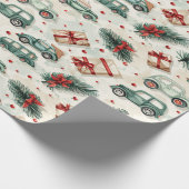 Vintage auto's op feestelijk inpakpapier (Hoek)