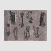 Vintage-auto's op taupbrick en krantenpapier tissuepapier (Voorkant)