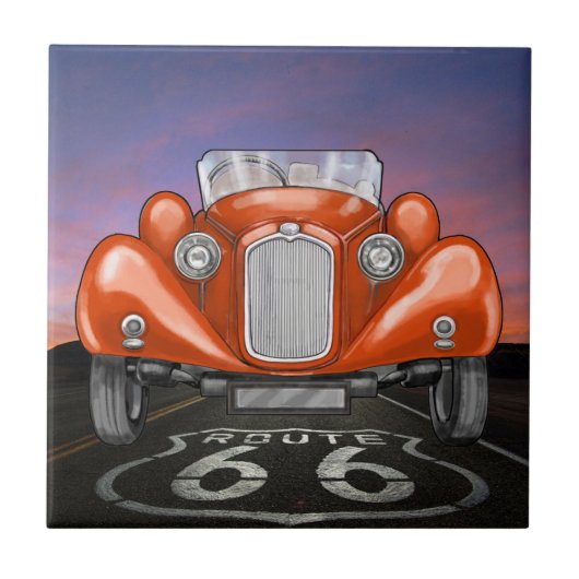 Vintage auto's - Route 66 - SRF Tegeltje (Voorkant)