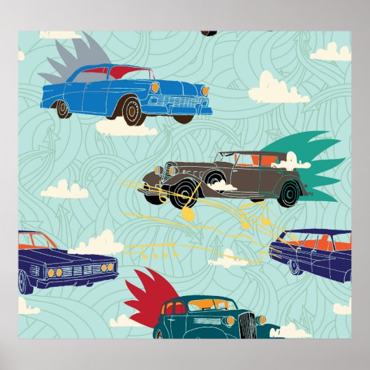 Vintage auto's: Sky wolken patroon Poster (Voorkant)