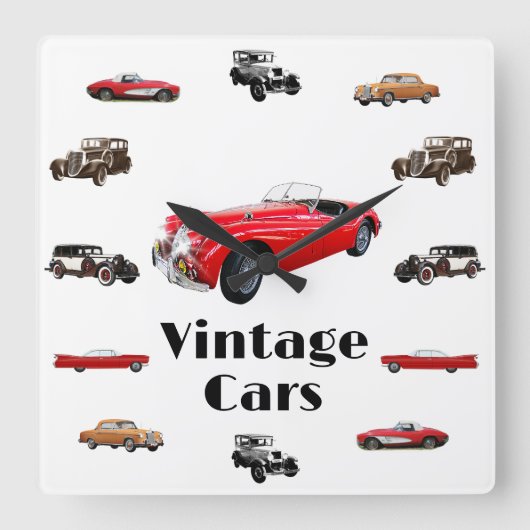 Vintage auto's wandklok (Voorkant)