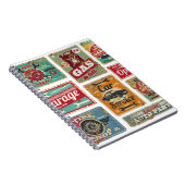 Vintage autoservice en benzinestation  metaal notitieboek (Rechterzijde)