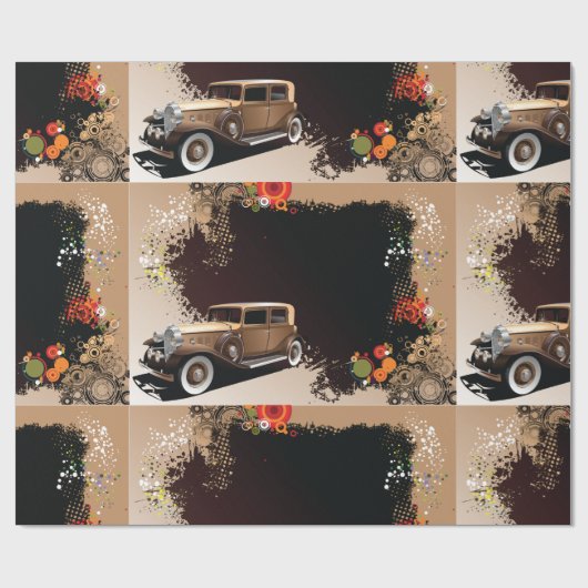 Vintage-autowrakken Cadeaupapier (Vlak)