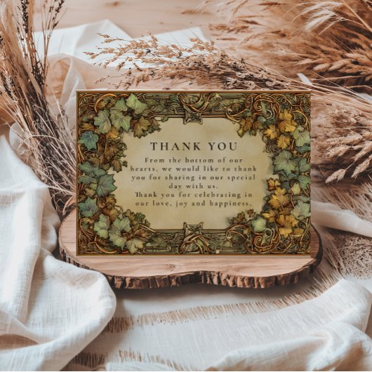 Vintage Autumn Botanical Wedding Bedankkaart