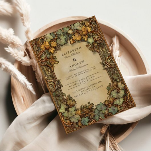 Vintage Autumn Botanical Wedding Kaart