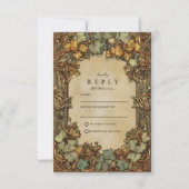 Vintage Autumn Botanical Wedding RSVP Kaartje (Voorkant)