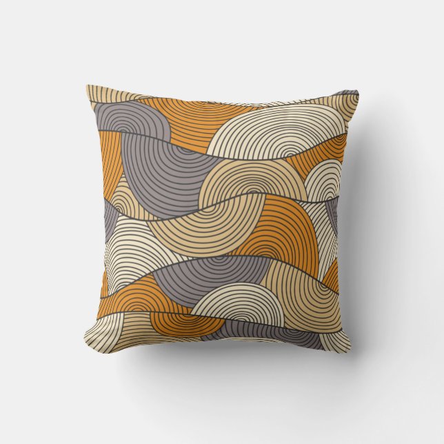 Vintage autumn season abstract wave lines kussen (Voorkant)