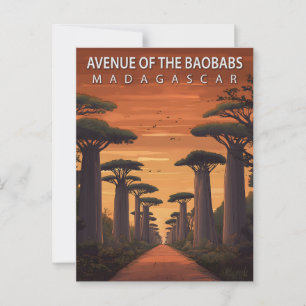Vintage Avenue of the Baobabs Madagaskar Reis Briefkaart
