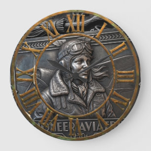 Vintage Aviatrix Romeinse Cijfer Wandklok