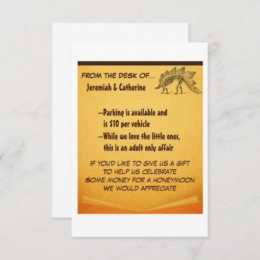 Vintage Avondlijke Trouwinformatiekaart v2 Kaart (Voorkant / Achterkant)