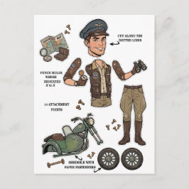 Vintage Avonturier Papieren Poppen Set Briefkaart