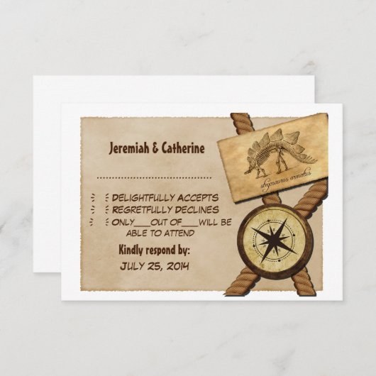 Vintage Avontuurlijke Trouwreactiekaart v6 Kaart (Voorkant / Achterkant)
