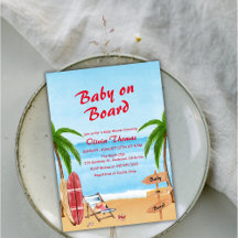 Vintage Baby Aan Boord Strand Surfen Baby Shower