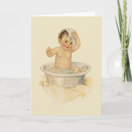 Vintage Baby Bath Note Card Kaart (Voorkant)