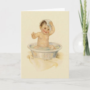 Vintage Baby Bath Note Card Kaart