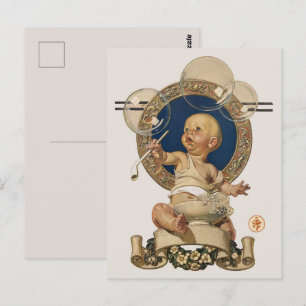 Vintage Baby Bubbles van J.C. Leyendecker Nursery Briefkaart