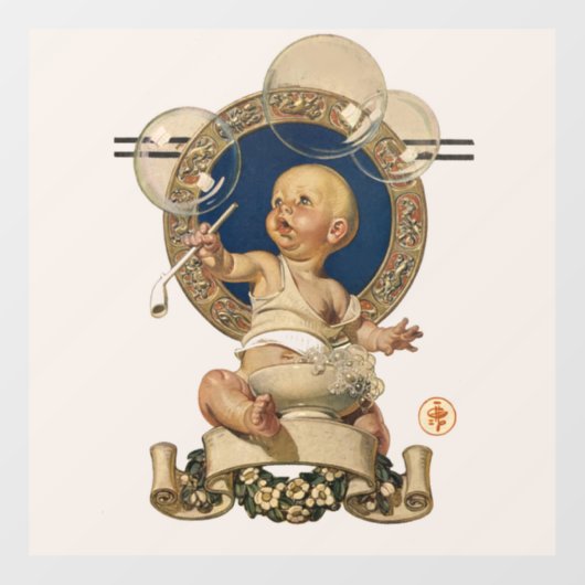 Vintage Baby Bubbles van J.C. Leyendecker Nursery Raamsticker (Vel)