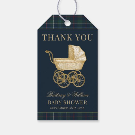 Vintage Baby Carriage Classic Baby Shower  Cadeaulabel (Voorkant)