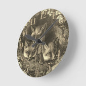 Vintage baby fox woodland ronde klok (Hoek)