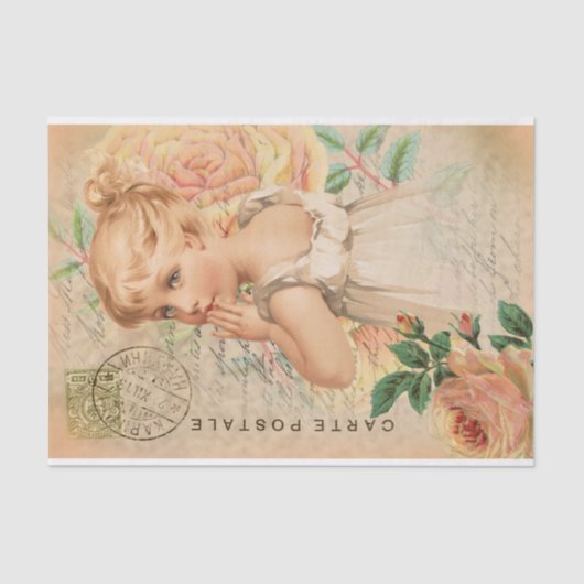 Vintage Baby Girl-Briefkaart Tissuepapier (Voorkant)