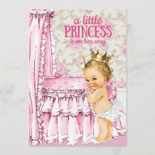 Vintage Baby Girl Princess Baby shower Invitation Kaart