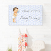 Vintage Baby Jongen Blauw Wit & Grijs Spandoek (Insitu)