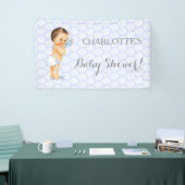 Vintage Baby Jongen Blauw Wit & Grijs Spandoek (Beurs)