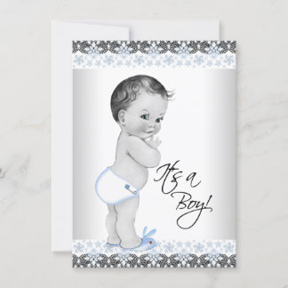 Vintage baby jongensfeestje kaart
