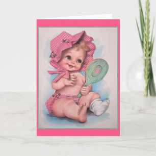Vintage Baby Meisje Kaart