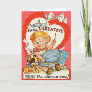 Vintage Baby & Puppy die Speldepunt Valentijn doen Feestdagen Kaart