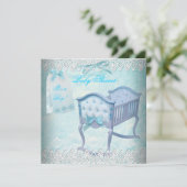 Vintage Baby shower Blue Lace Wieg Kaart (Staand voorkant)