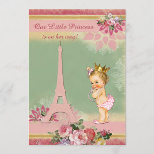 Vintage Baby shower Eiffeltoren Kaart