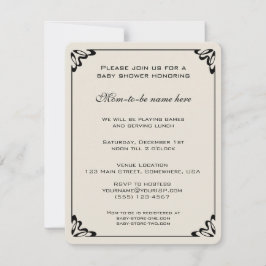 Vintage baby shower, gele bloemen bloemrijke weide kaart