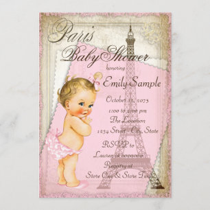 Vintage Baby shower Parijs Kaart