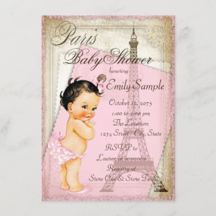 Vintage Baby shower Parijs Kaart